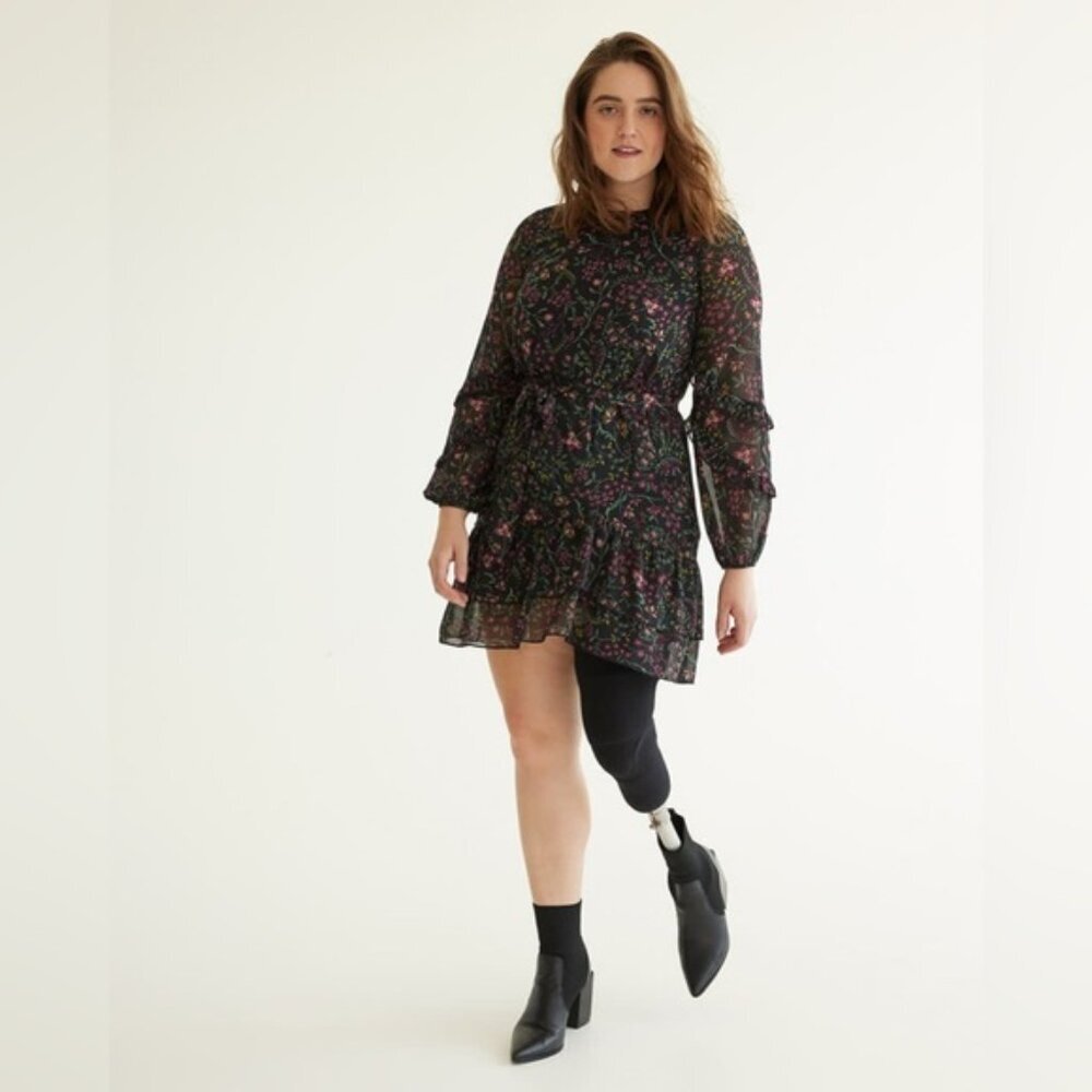 REITMANS Long-Sleeve Shift Dress with Ruffled Details XL
